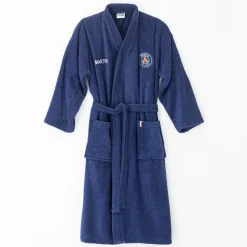 Badjas<PSG Badjas voor volwassenen in badstof met kimonokraag ®, personaliseerbaar blauw