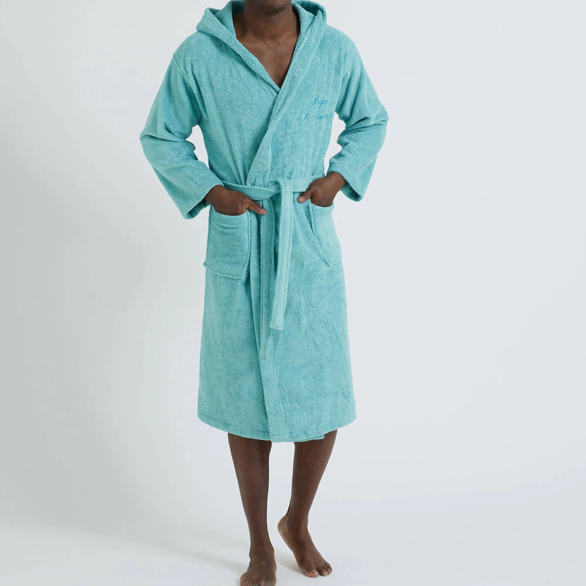 Badjas<Colombine Badjas voor volwassenen, unisex, lusjesbadstof, personaliseerbaar watergroen
