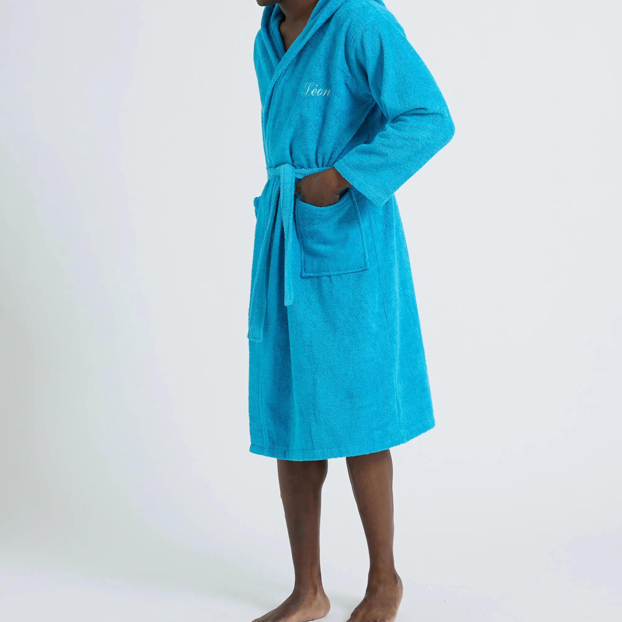 Badjas<Colombine Badjas voor volwassenen, unisex, lusjesbadstof, personaliseerbaar turkoois