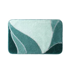Badmatje<Blancheporte Badmatje met plantenmotief laguneblauw