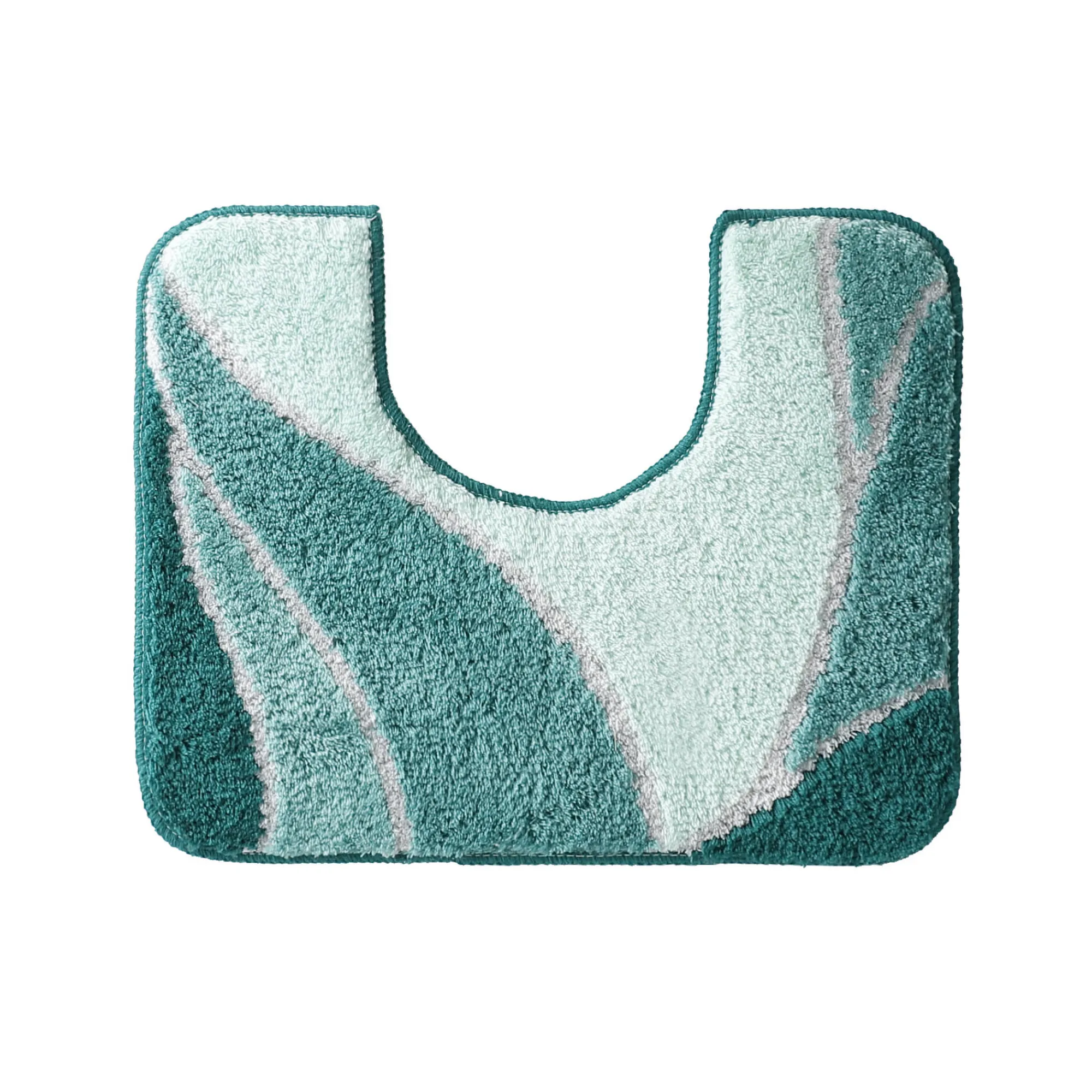 Badmatje<Blancheporte Badmatje met plantenmotief laguneblauw