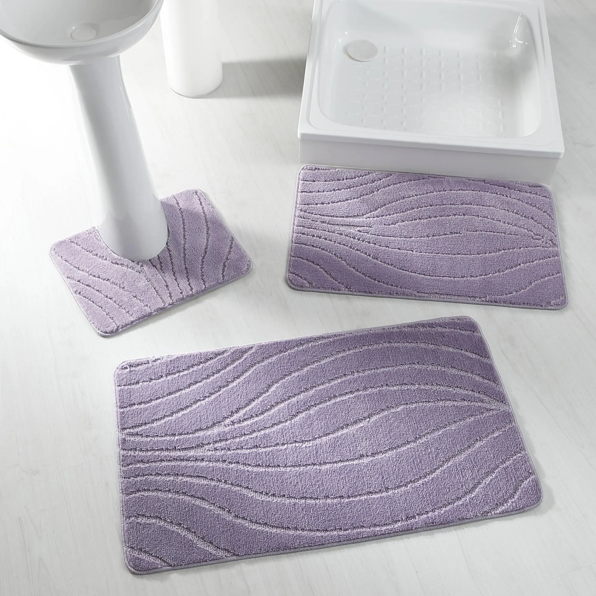 Badmatje<Blancheporte Badmatje met riviermotief lila
