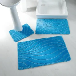Badmatje<Blancheporte Badmatje met riviermotief blauw