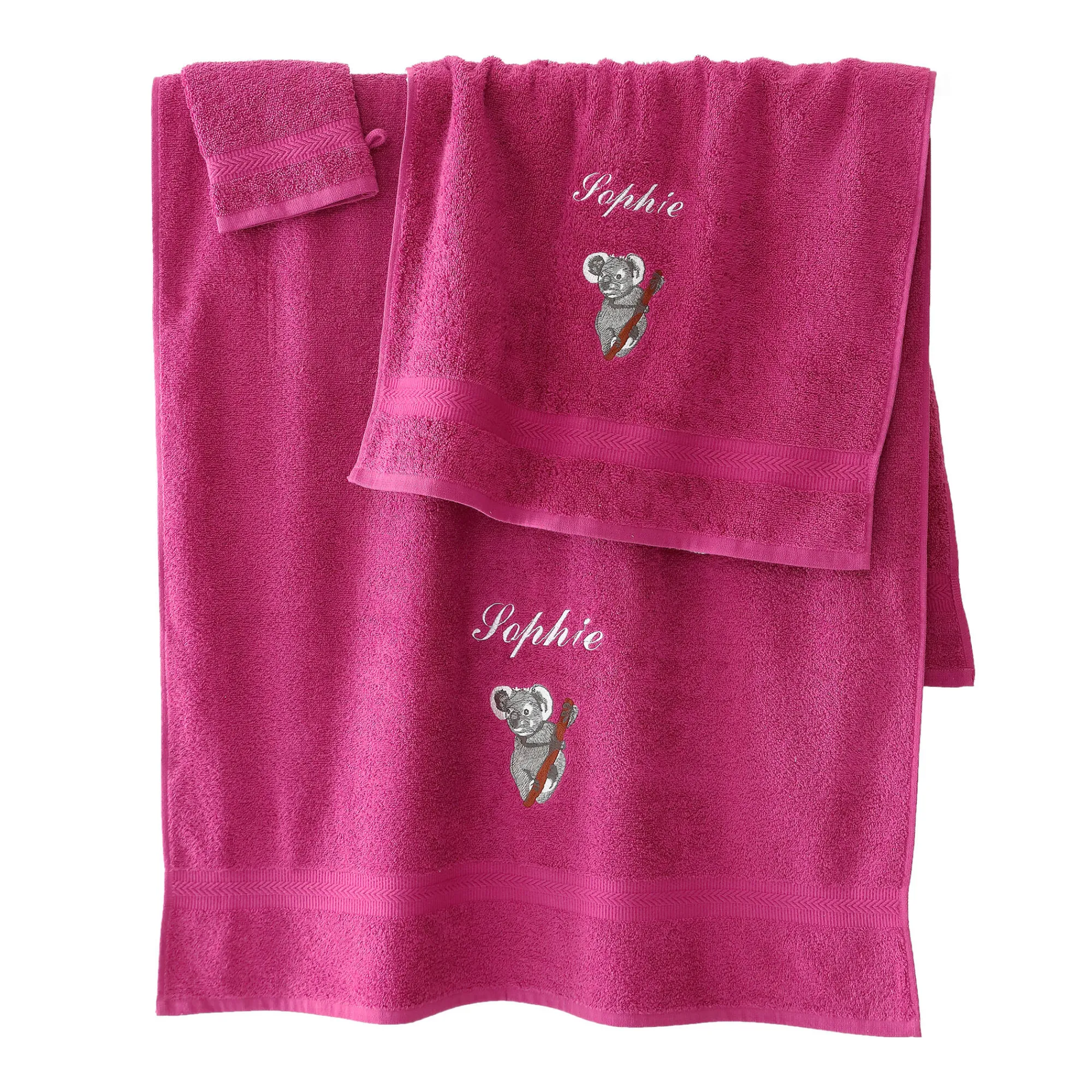Badhanddoek|Handdoek En Badlaken Kids<Colombine Badstof met geborduurd koalamotief, gepersonaliseerd - 420 g/m2 heideblauw