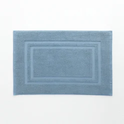 Badmatje<Colombine Badtapijtje in badstof met dubbele sierrand jeansblauw