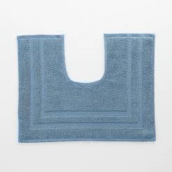 Badmatje<Colombine Badtapijtje in badstof met dubbele sierrand jeansblauw
