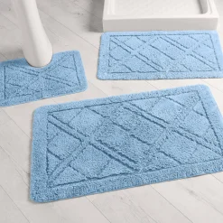 Badmatje<Blancheporte Badtapijtje met ruitjesmotief blauw