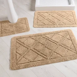 Badmatje<Blancheporte Badtapijtje met ruitjesmotief zandkleur