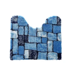 Badmatje<Blancheporte Badtapijtje mozaïek met pluchetouch blauw