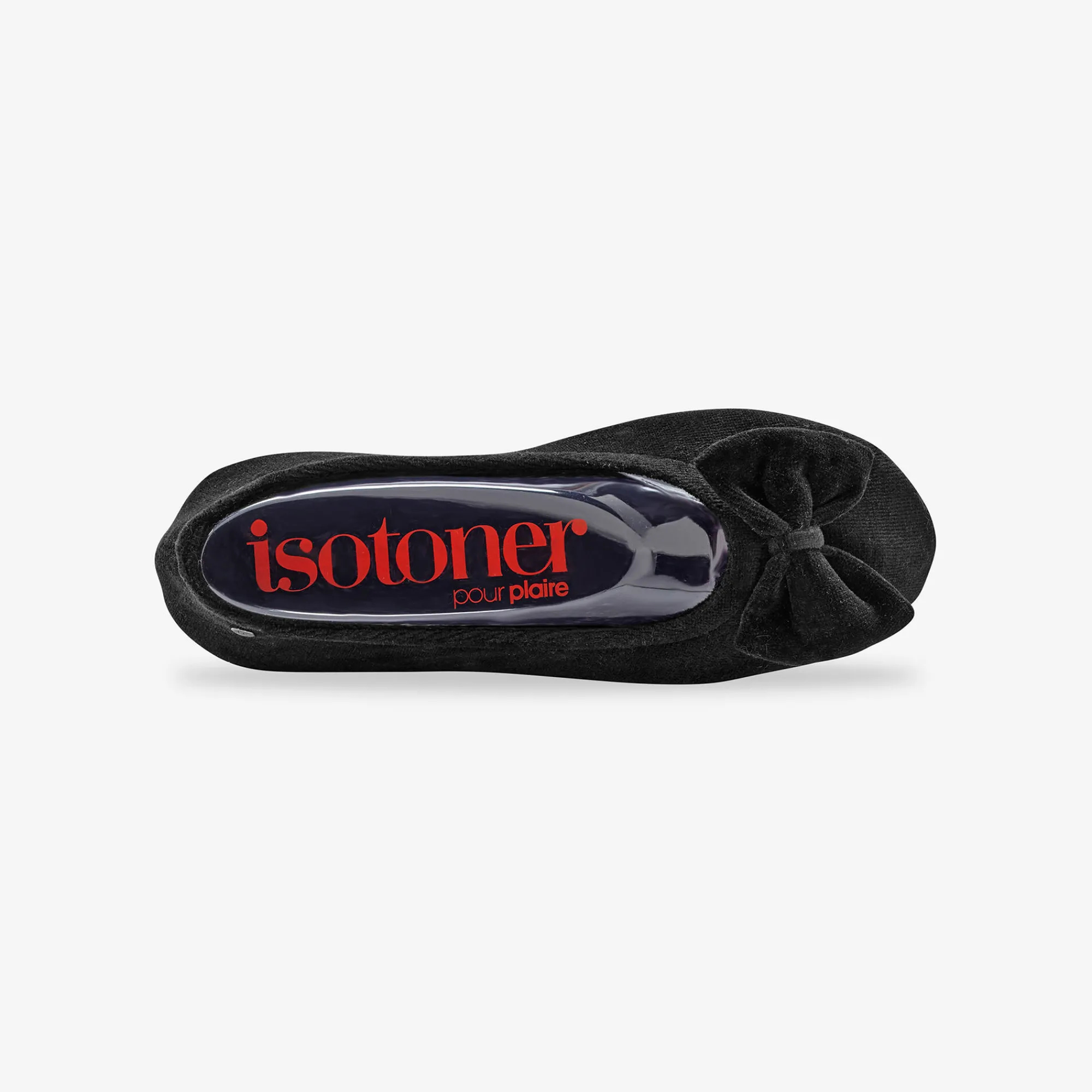Sloffen|Sloffen<Isotoner Ballerina's in biovelours - grote strik zwart