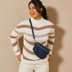 Accessoires En Juwelen<Blancheporte Bananentasje in ribvelours marineblauw