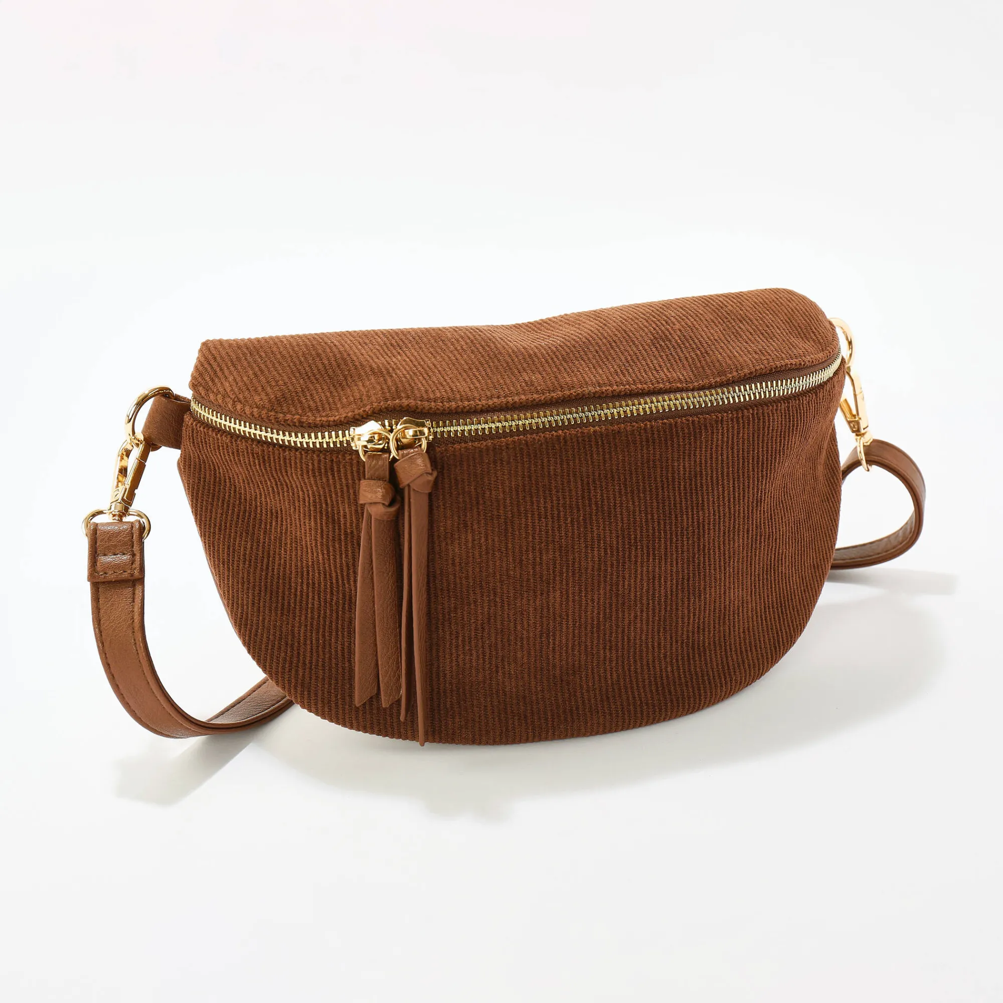 Accessoires En Juwelen<Blancheporte Bananentasje in ribvelours chocolade