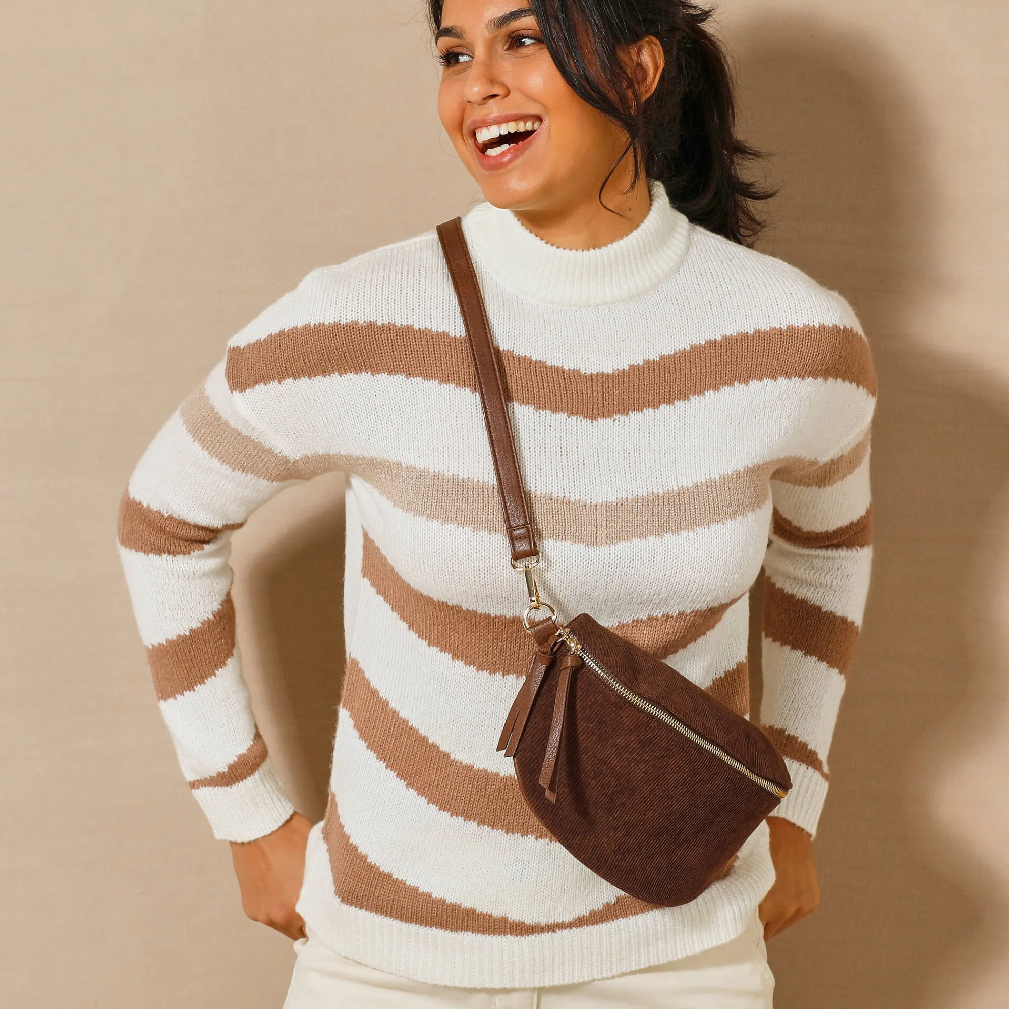 Accessoires En Juwelen<Blancheporte Bananentasje in ribvelours chocolade