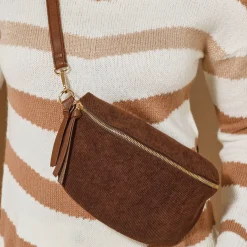 Accessoires En Juwelen<Blancheporte Bananentasje in ribvelours chocolade
