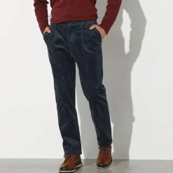 Broek<Blancheporte Bandplooibroek in velours met elastische tailleband marine