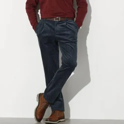 Broek<Blancheporte Bandplooibroek in velours met elastische tailleband marine