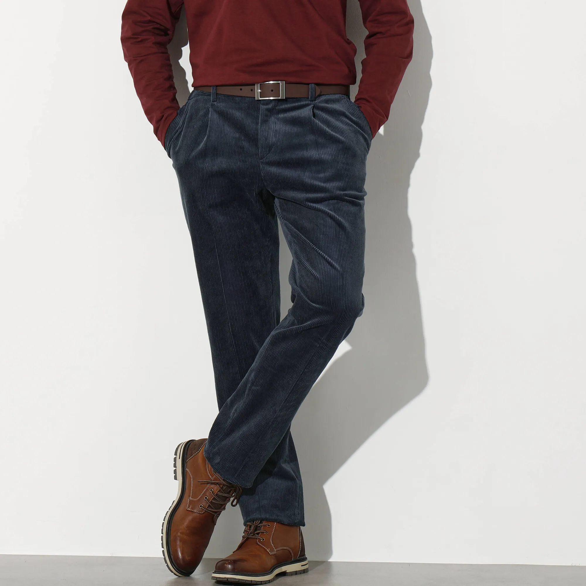 Broek<Blancheporte Bandplooibroek in velours met elastische tailleband marine