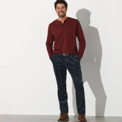 Broek<Blancheporte Bandplooibroek in velours met elastische tailleband marine