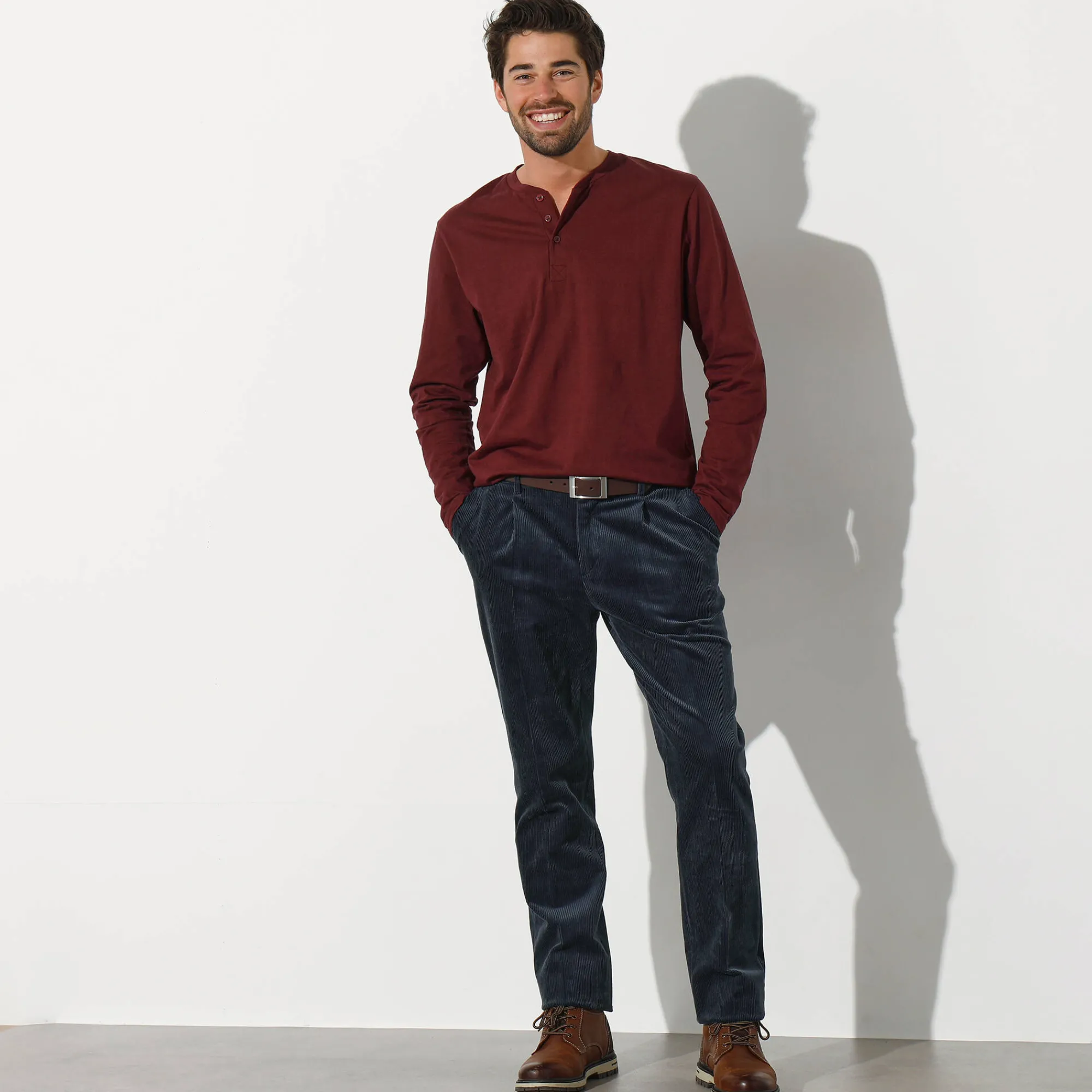 Broek<Blancheporte Bandplooibroek in velours met elastische tailleband marine