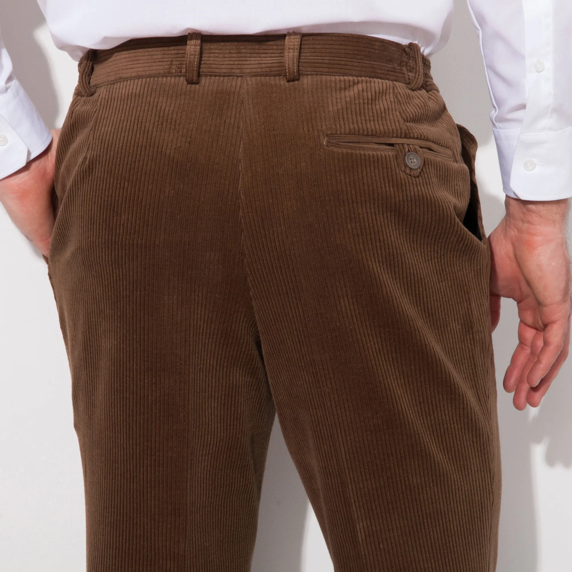 Broek<Blancheporte Bandplooibroek in velours met elastische tailleband kastanje