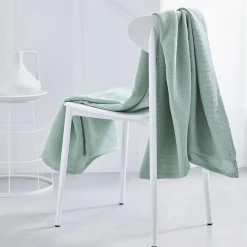 Plaid<Blancheporte Bankdeken of plaid uni honingraat - katoen celadon