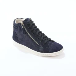 Baskets En Sneakers|Schoenen<Blancheporte Basket montantes zippées en cuir souple effet irisé marine