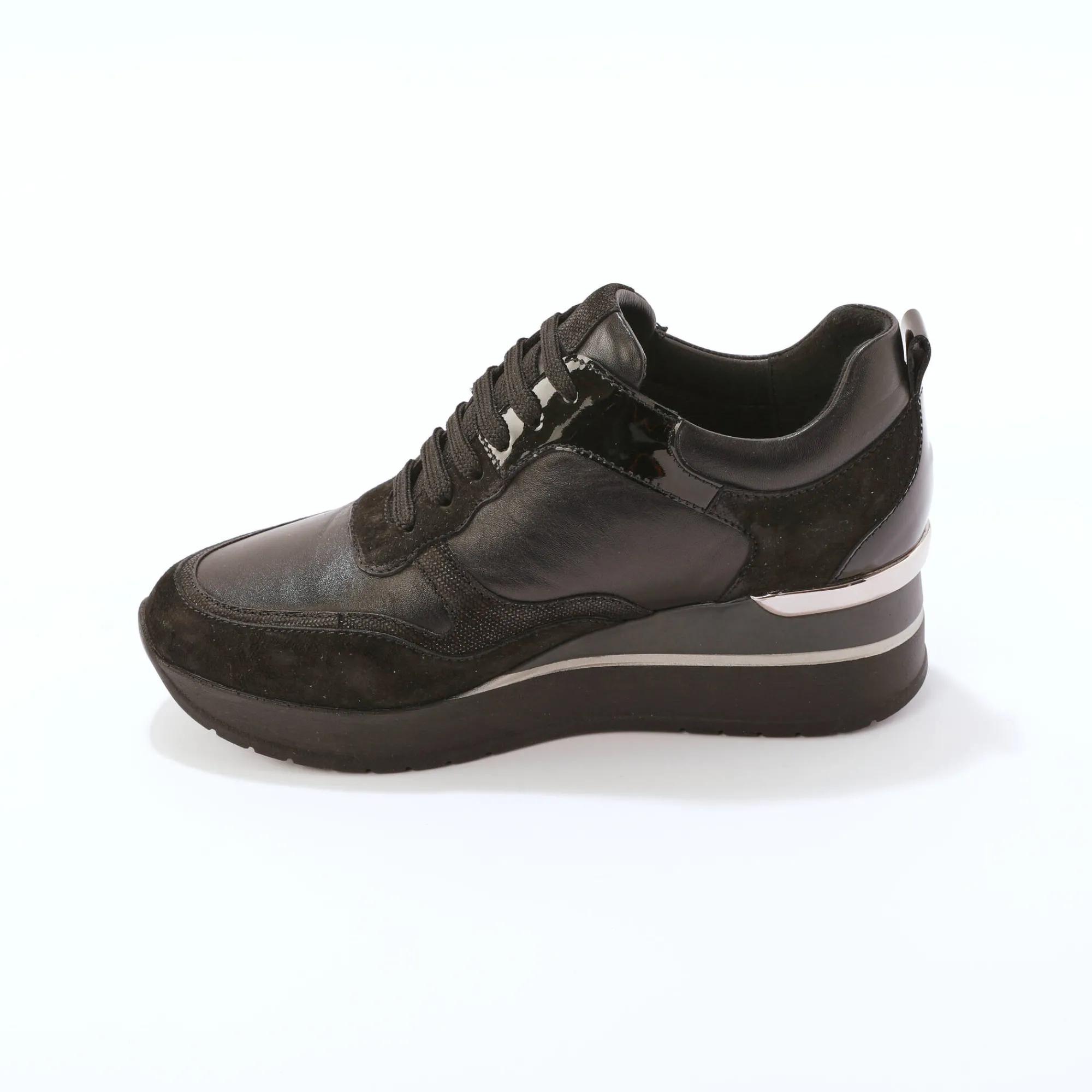 Baskets En Sneakers|Schoenen<Blancheporte Baskets compensées cuir zwart