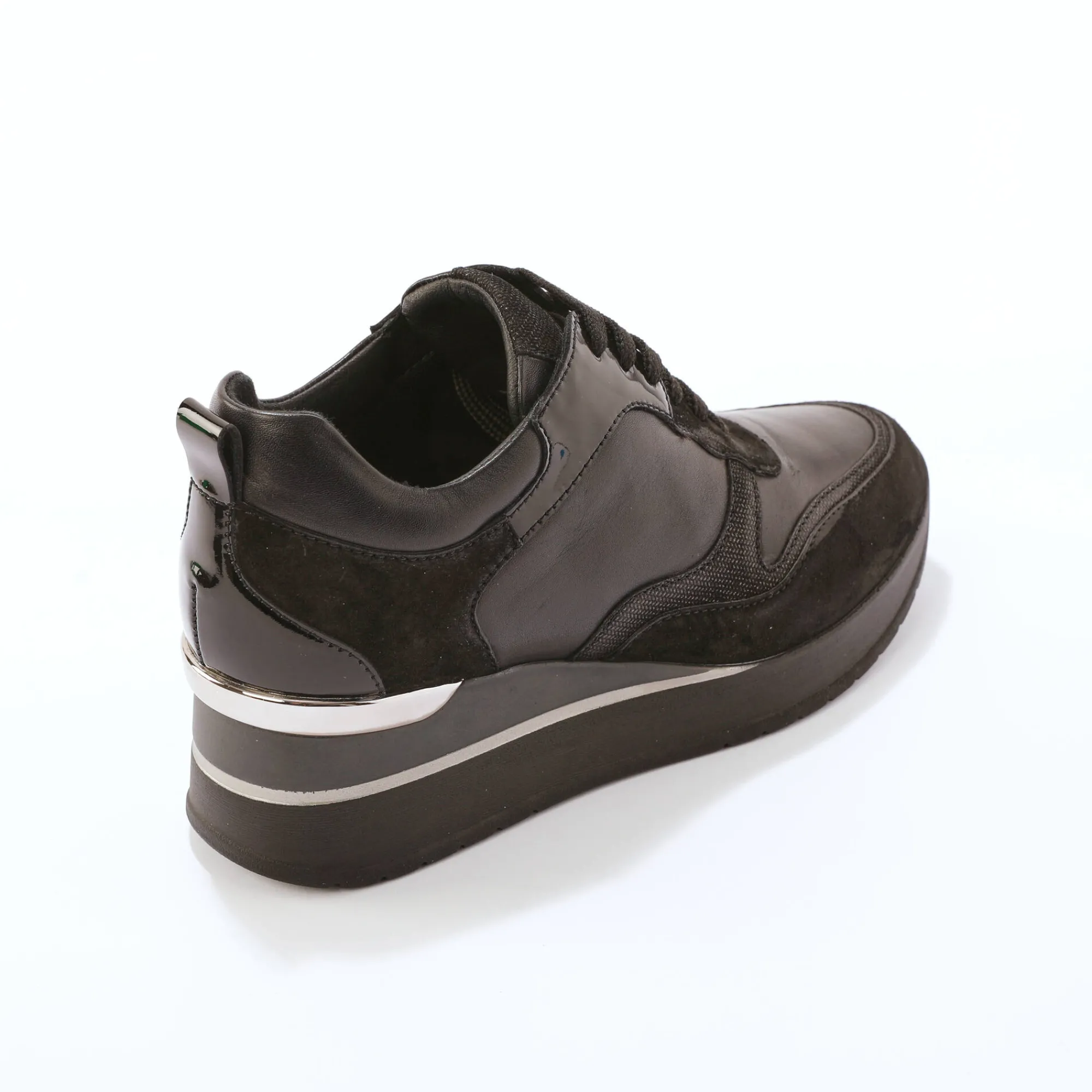 Baskets En Sneakers|Schoenen<Blancheporte Baskets compensées cuir zwart
