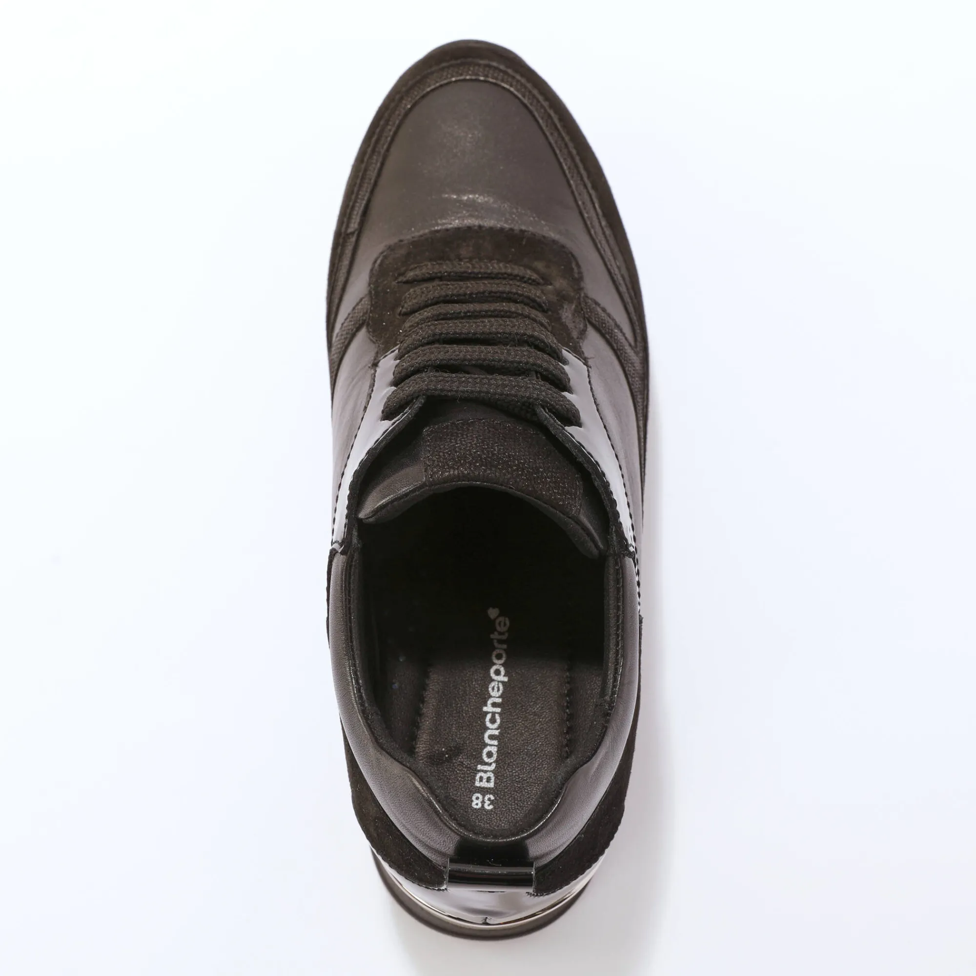 Baskets En Sneakers|Schoenen<Blancheporte Baskets compensées cuir zwart