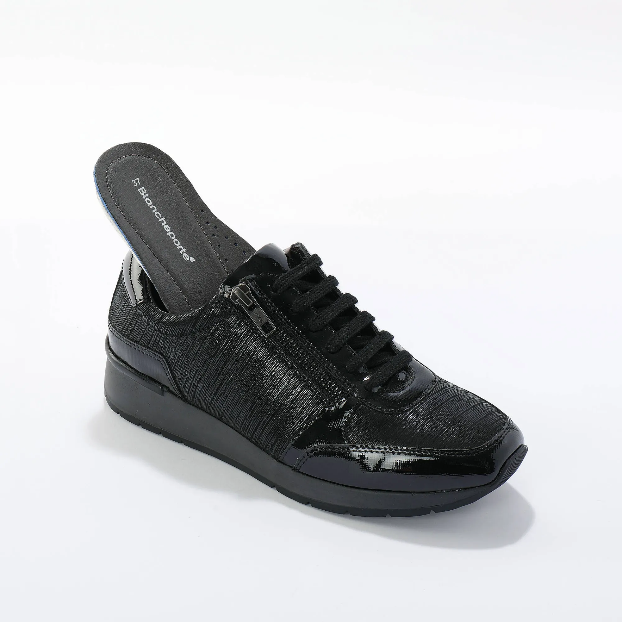 Baskets En Sneakers|Schoenen<Blancheporte Baskets met sleehak in gelakt leer met LWG-certificaat - zwart