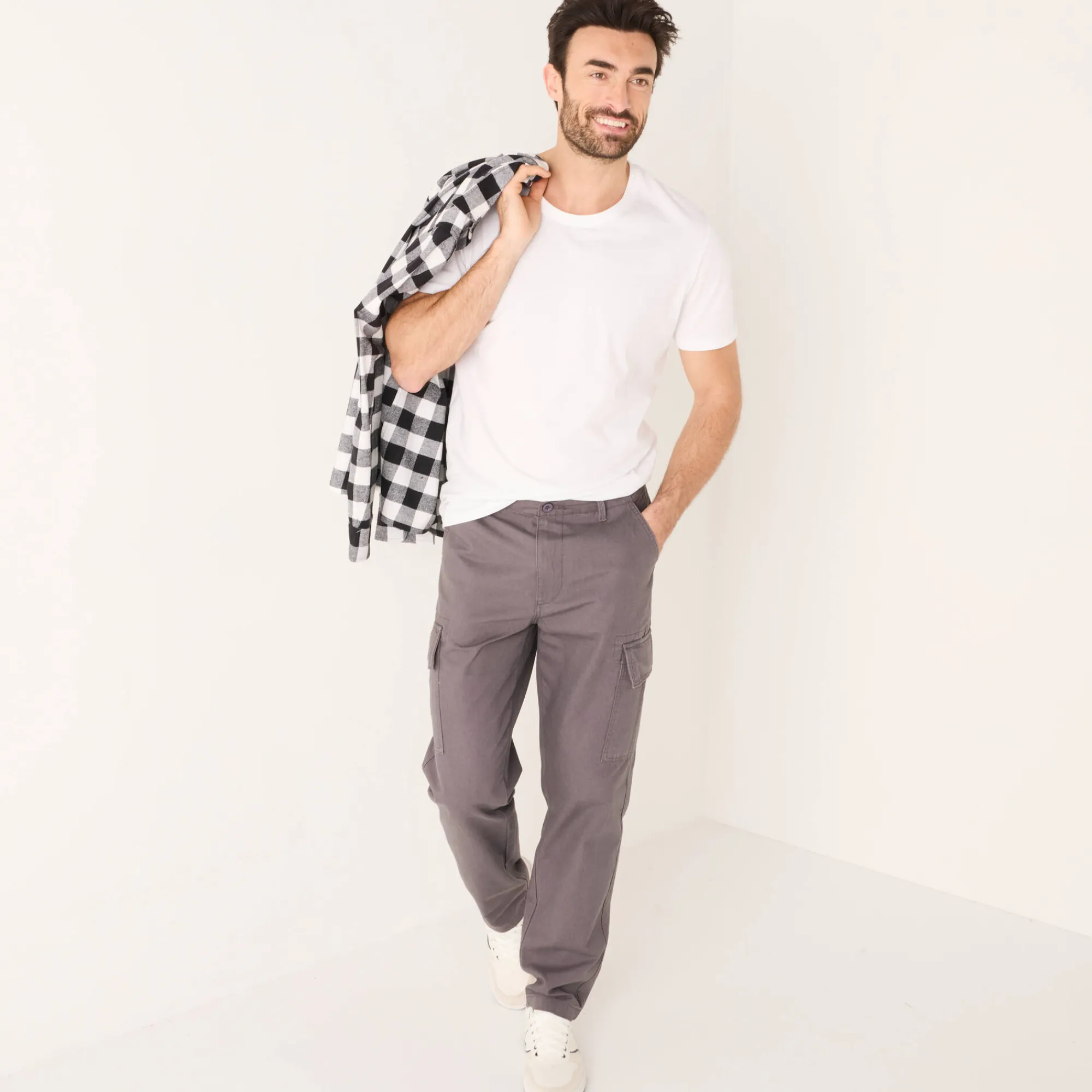 Broek<Blancheporte Battlebroek in katoen antraciet