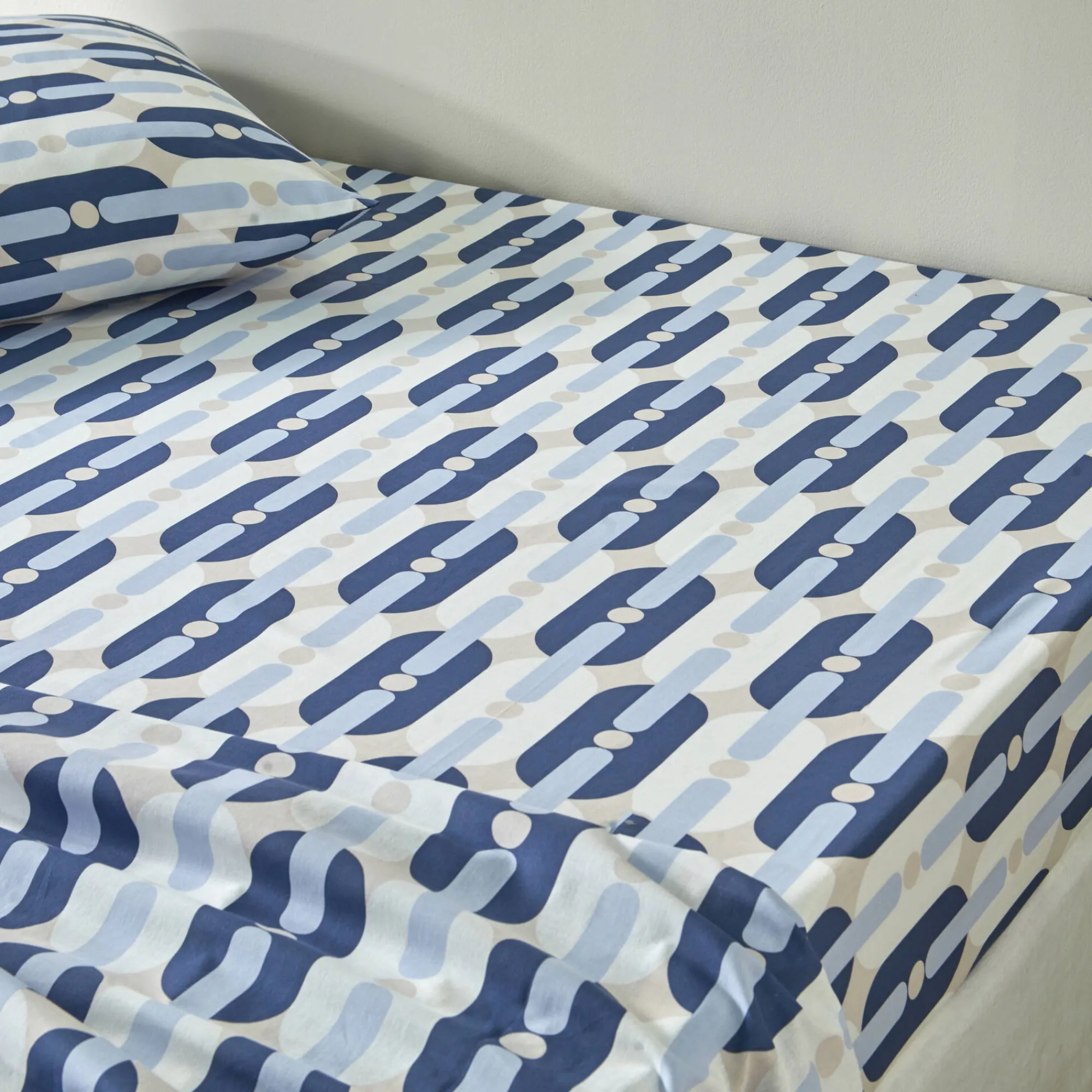 Fantasie Bedlinnen|Vlak Laken<Blancheporte Bedlinnen Adam in bedrukt katoen blauw