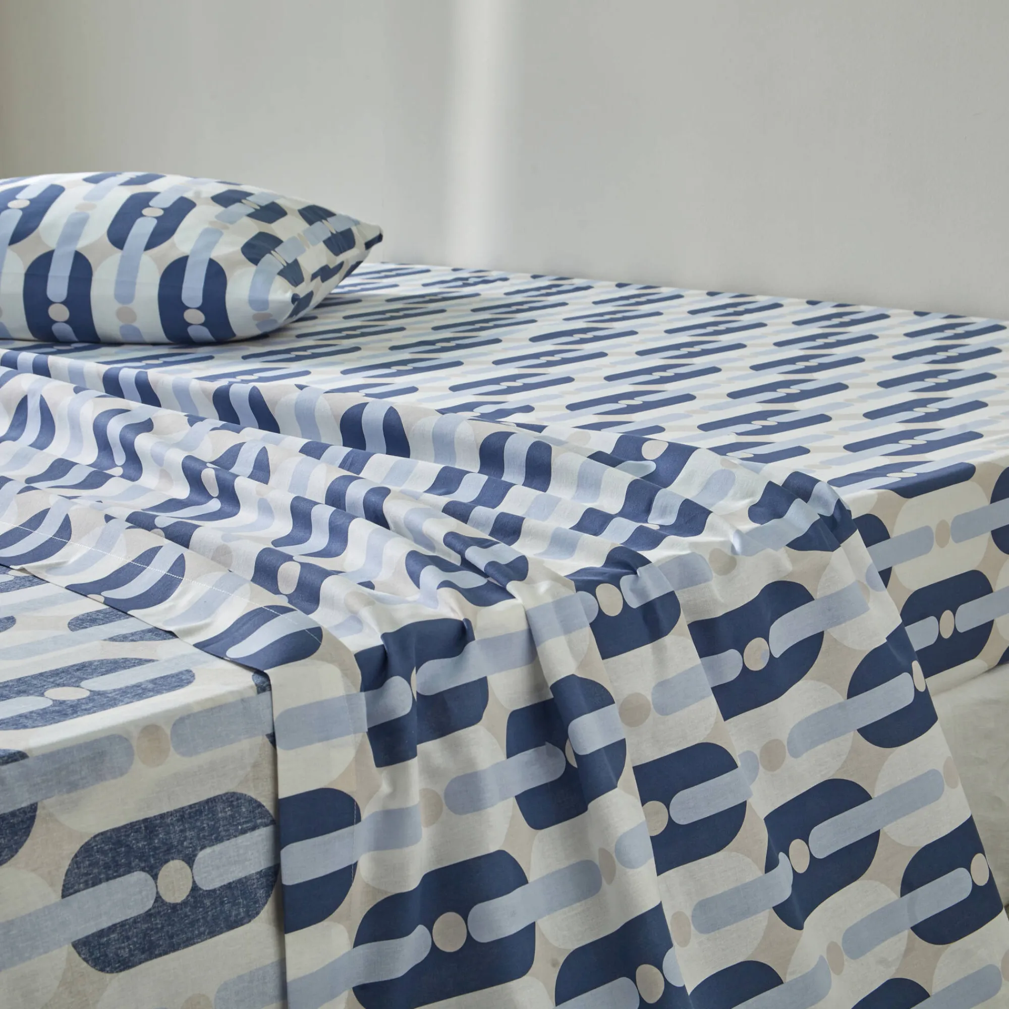 Fantasie Bedlinnen|Vlak Laken<Blancheporte Bedlinnen Adam in bedrukt katoen blauw