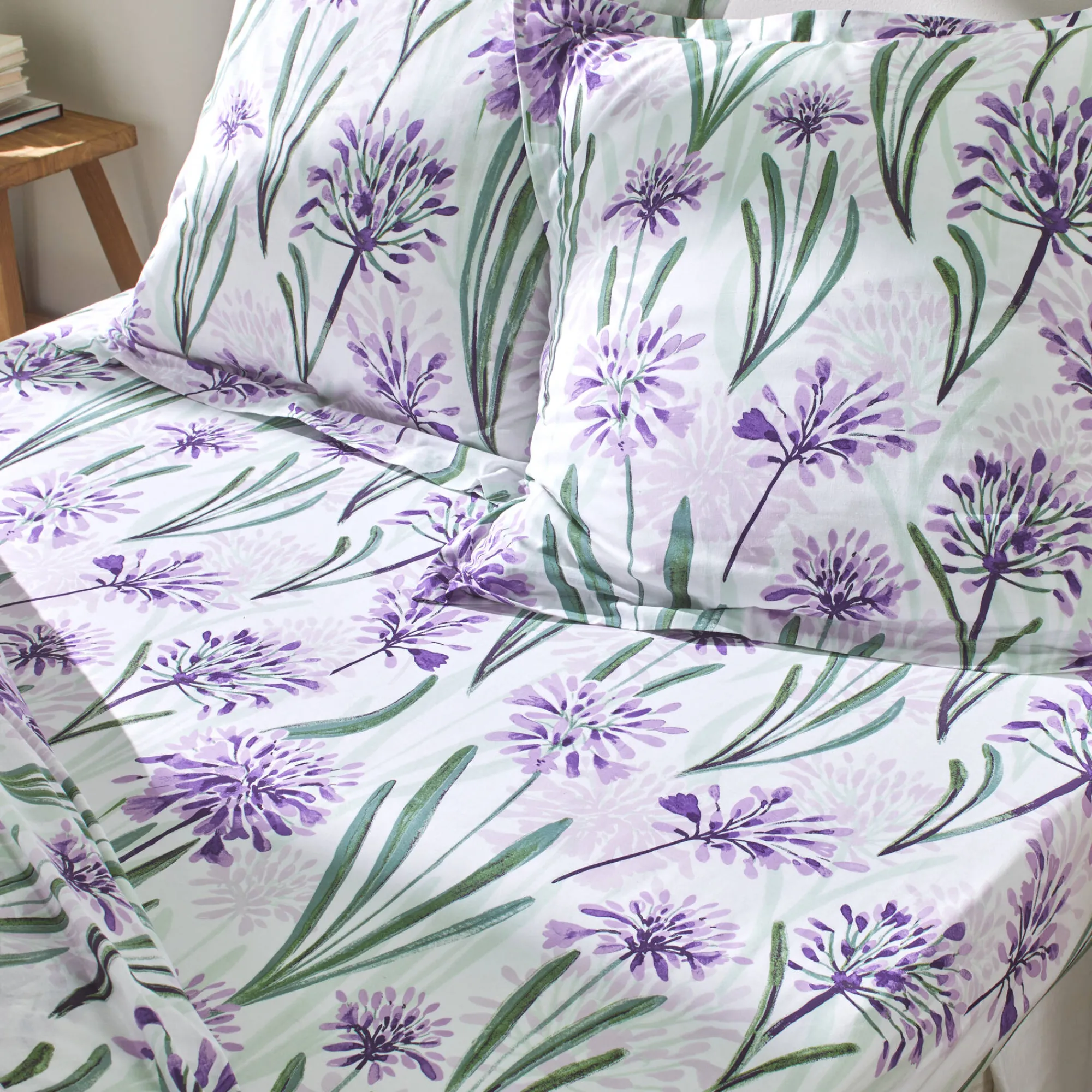 Fantasie Bedlinnen|Vlak Laken<Colombine Bedlinnen Agapanthe in katoen, met bloemenprint parma