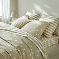 Fantasie Bedlinnen|Vlak Laken<Blancheporte Bedlinnen Alba met stippenprint - in katoen beige