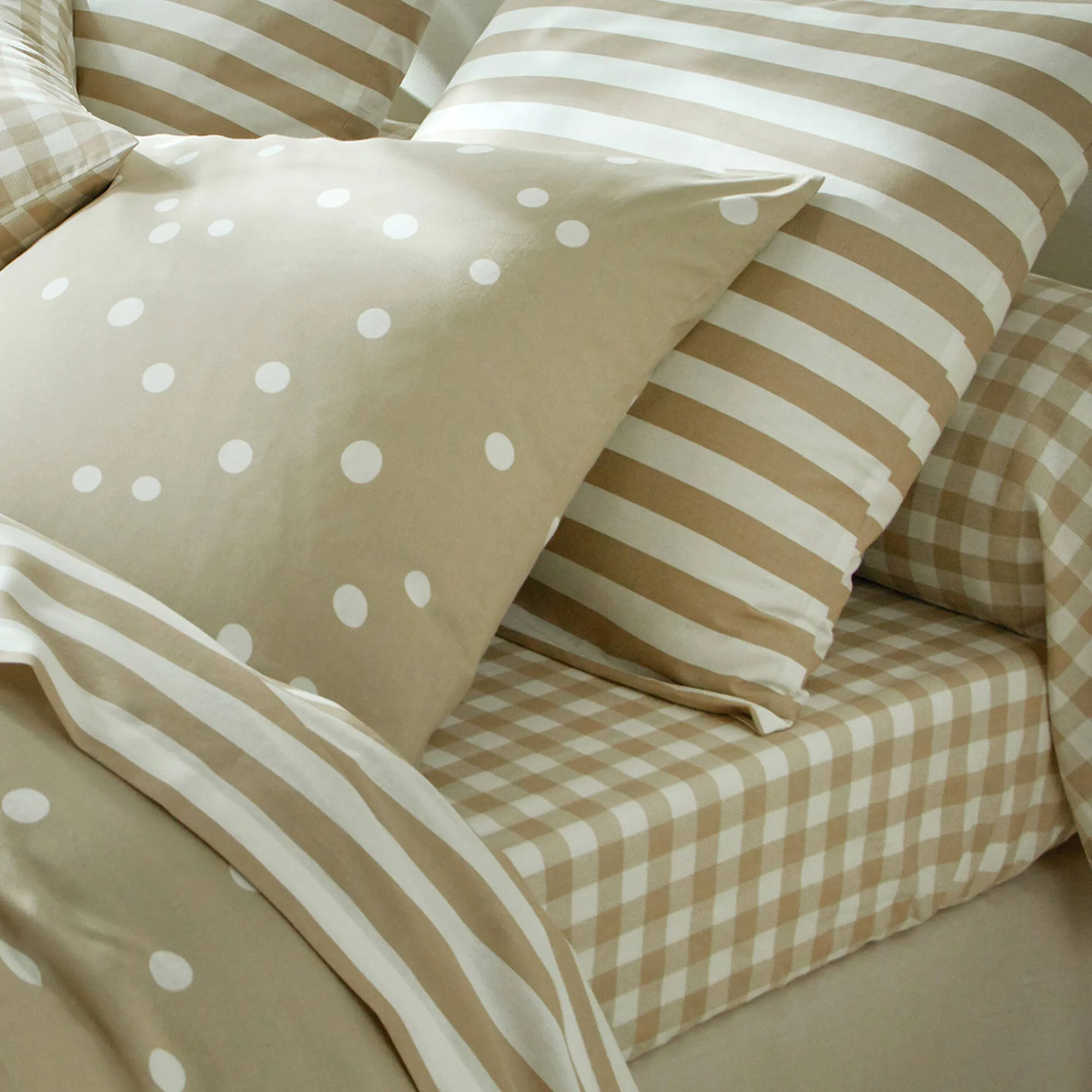 Fantasie Bedlinnen|Vlak Laken<Blancheporte Bedlinnen Alba met stippenprint - in katoen beige