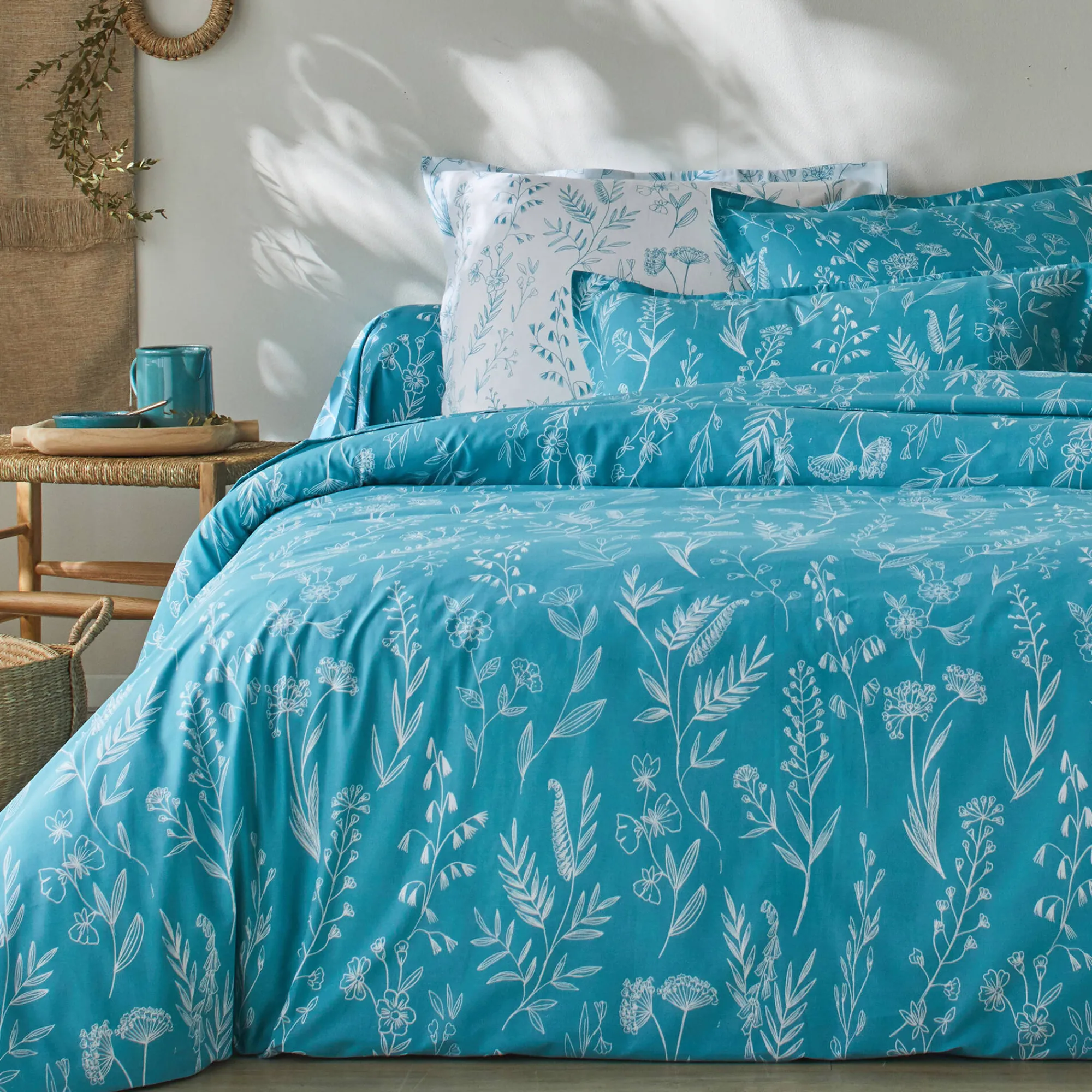 Fantasie Bedlinnen|Kussensloop<Colombine Bedlinnen Alessia in katoen met bloemenprint blauw