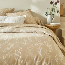 Fantasie Bedlinnen|Dekbedovertrek<Colombine Bedlinnen Alessia in katoen met bloemenprint zandkleur