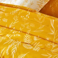 Fantasie Bedlinnen|Vlak Laken<Colombine Bedlinnen Alessia in katoen met bloemenprint geel