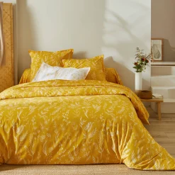 Fantasie Bedlinnen|Vlak Laken<Colombine Bedlinnen Alessia in katoen met bloemenprint geel