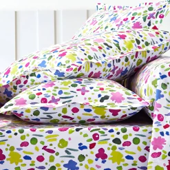 Fantasie Bedlinnen|Vlak Laken<Colombine Bedlinnen Aquarelle in katoen met bloemenprint wit