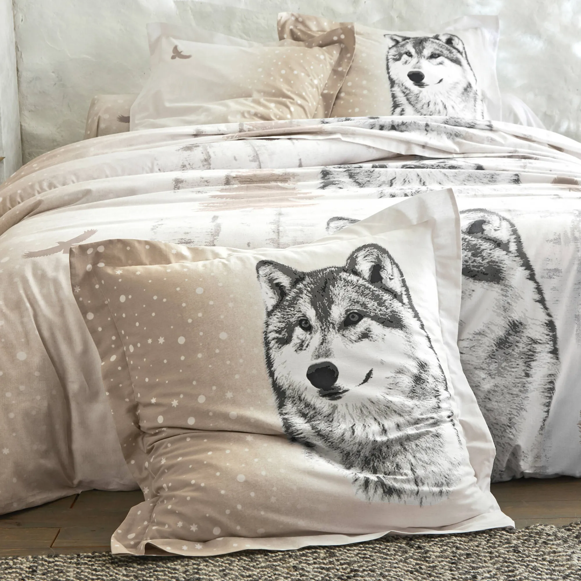 Fantasie Bedlinnen|Vlak Laken<Blancheporte Bedlinnen Artic, in bedrukt flanel taupe