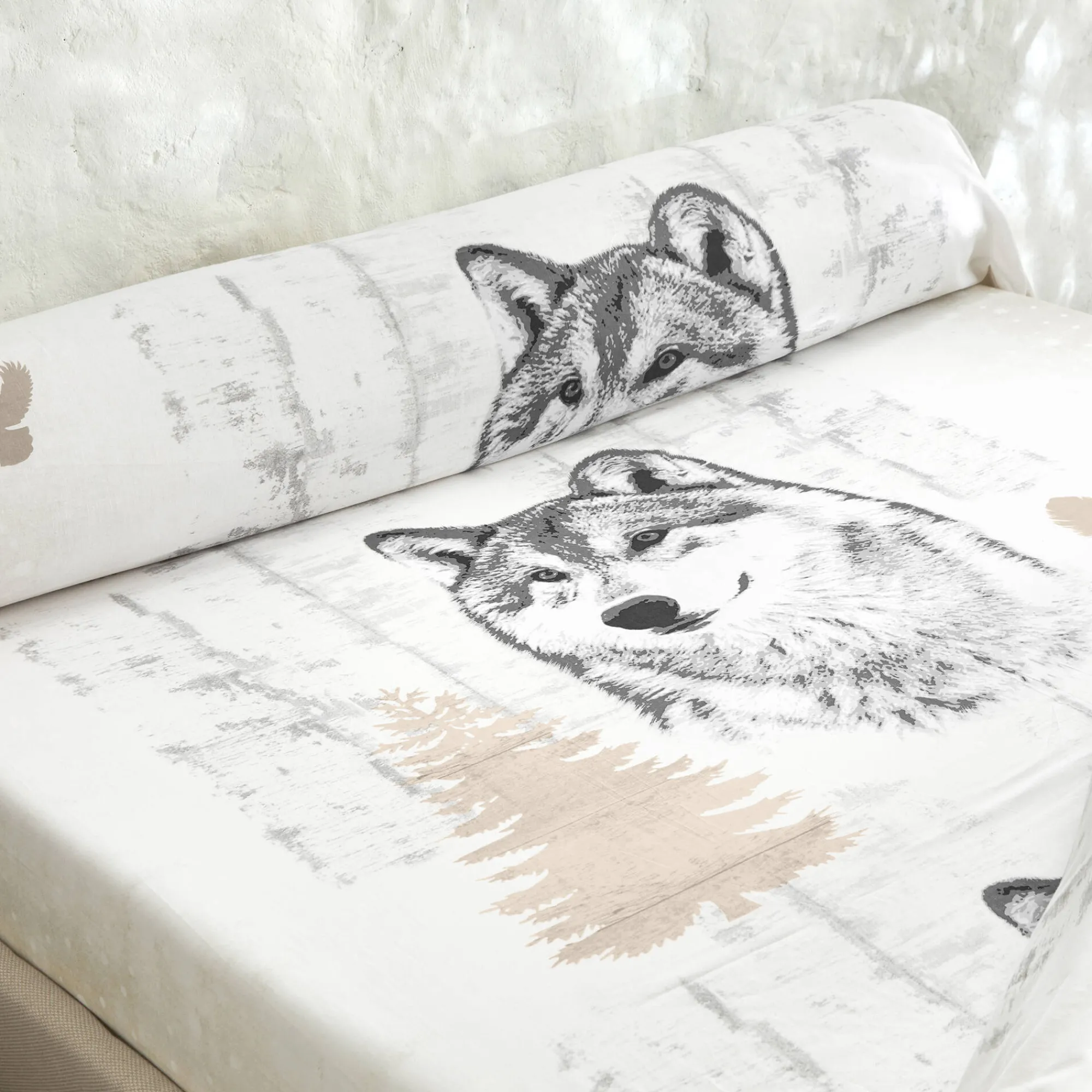 Fantasie Bedlinnen|Vlak Laken<Blancheporte Bedlinnen Artic, in bedrukt flanel taupe