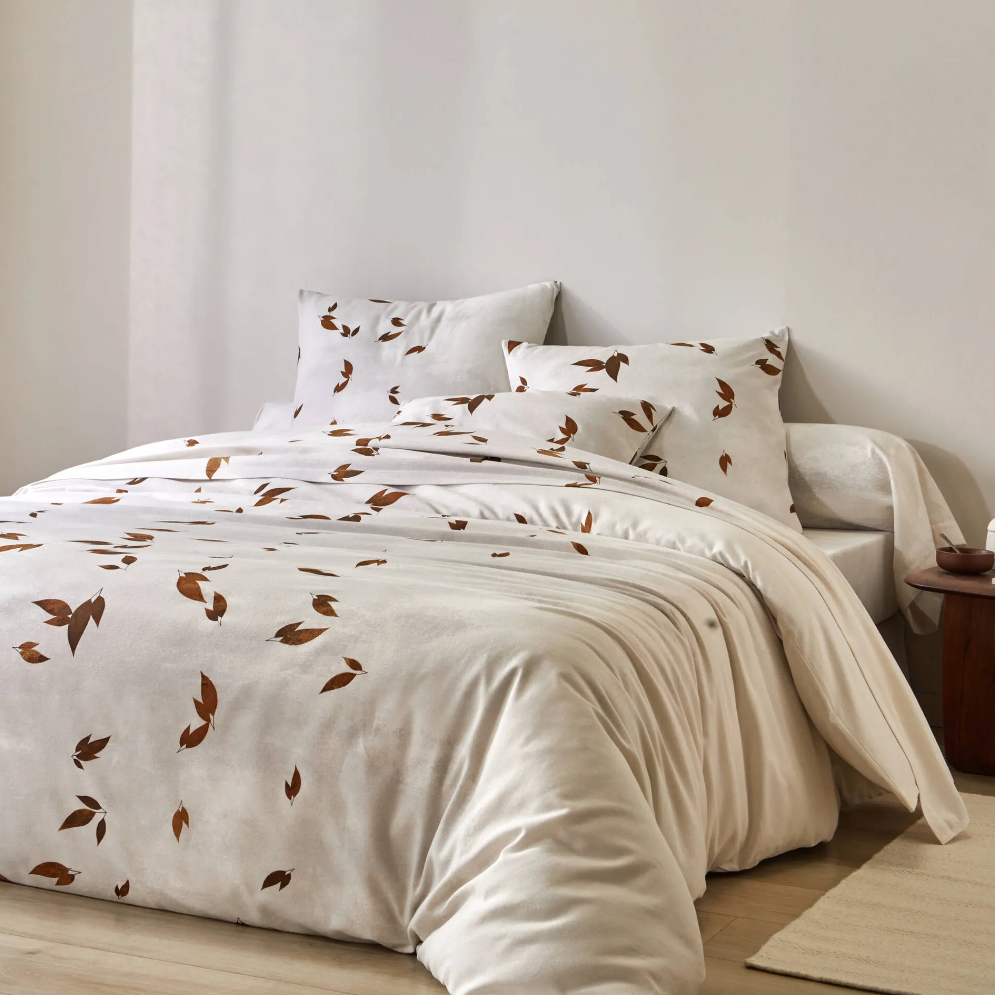 Fantasie Bedlinnen|Vlak Laken<Blancheporte Bedlinnen Automne in bedrukt flanel wit