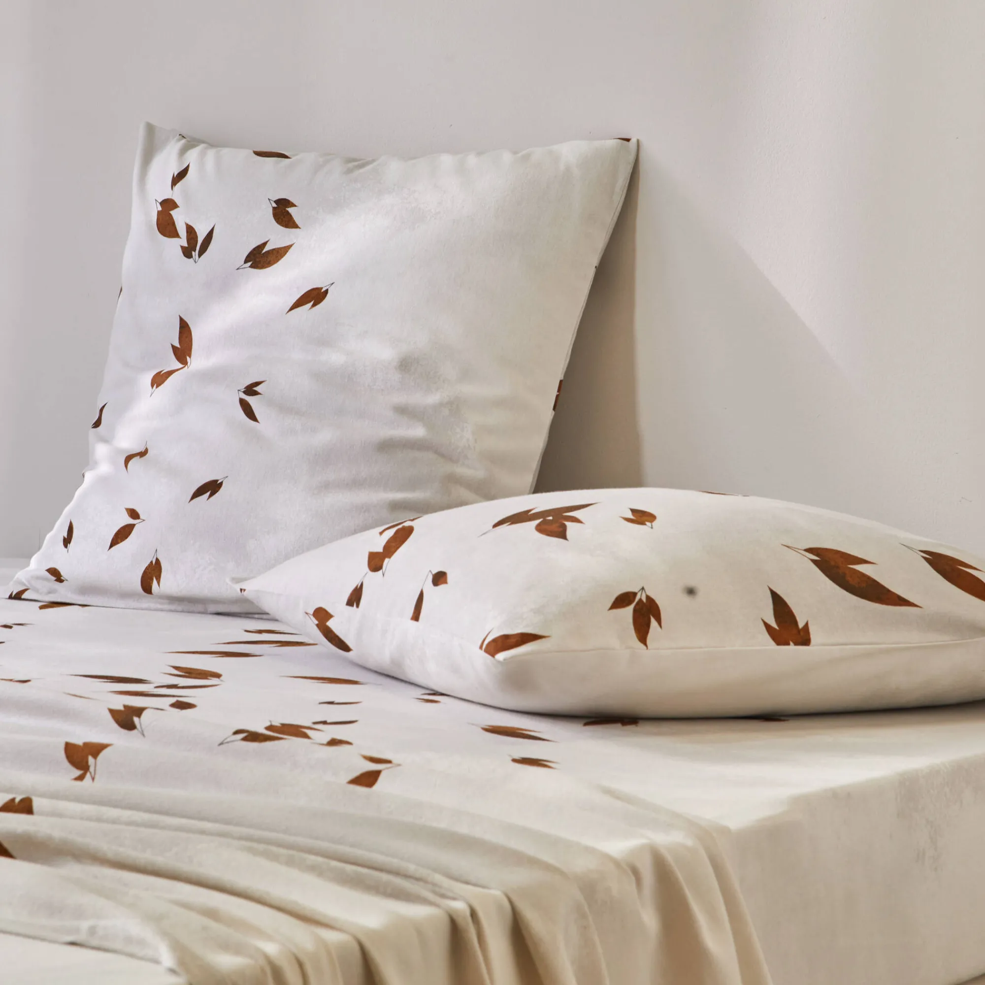Fantasie Bedlinnen|Vlak Laken<Blancheporte Bedlinnen Automne in bedrukt flanel wit