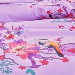Fantasie Bedlinnen|Vlak Laken<Colombine Bedlinnen Birdy in katoen met vogelprint parma