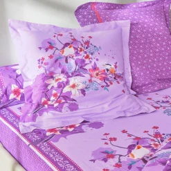 Fantasie Bedlinnen|Vlak Laken<Colombine Bedlinnen Birdy in katoen met vogelprint parma