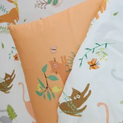 Bedlinnenset Kids|Bedlinnenset Kids<Colombine des petits Bedlinnen Chafou met kattenprint - katoen wit