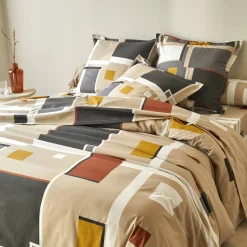 Fantasie Bedlinnen|Vlak Laken<Colombine Bedlinnen Chromie in bedrukt katoen grijsbeige