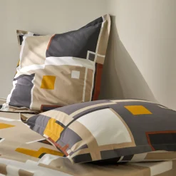 Fantasie Bedlinnen|Vlak Laken<Colombine Bedlinnen Chromie in bedrukt katoen grijsbeige